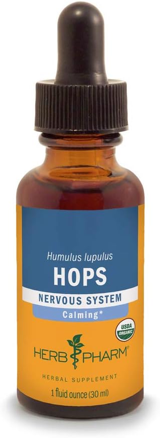 Herb Pharm Certified Organic Hops Liquid Extract for Calming Nervous System Support - 1 Ounce...