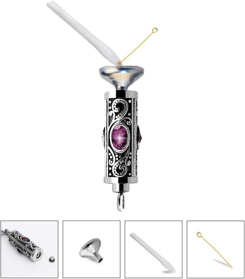 XIUDA Crystal Cremation Urn Necklace for Ashes Keepsake Cremation Jewelry for Human Ashes Stainless Steel Memorial Pendant with Flower for Women...