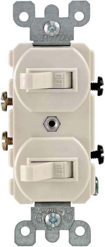 Leviton 5224-2T 15 Amp, 120/277 Volt, Duplex Style Single-Pole/Single-Pole AC Combination Switch, Grounding, Light Almond......