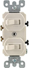 Leviton 5224-2T 15 Amp, 120/277 Volt, Duplex Style Single-Pole/Single-Pole AC Combination Switch, Grounding, Light Almond......