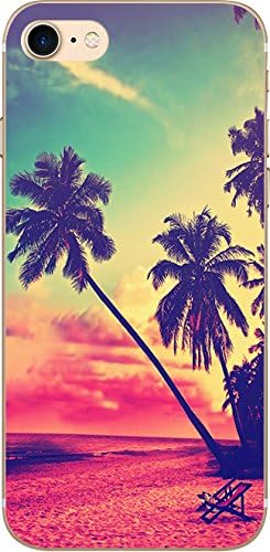 Blingy's iPhone SE Case (3rd Gen) 2022/iPhone SE Case (2nd Gen) 2020/iPhone SE Case (4.7inch), Tropical Beach Pattern with Palm Tree Style Soft TP...