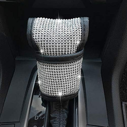 Uphily Bling Bling Automotive Gear Shift Knob Cover - Car Interior Accessories Gear Shifter Cover with Diamond Crystal Rhinestones for Women or Gi...