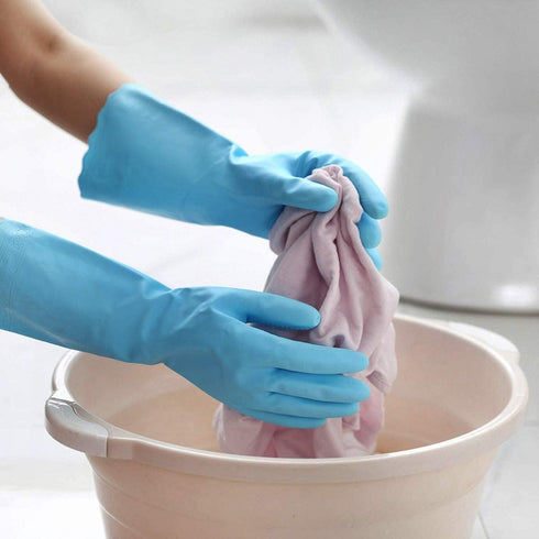 HSL Household Cleaning Gloves - Reusable Kitchen Dishwashing Gloves with Latex Free, Cotton lining, Waterproof, Non-Slip (Large, 2 Pairs)...