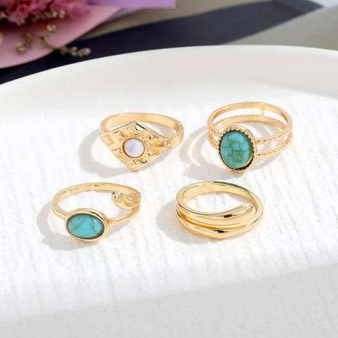 4-7PCS Boho Knuckle Ring Sets for Women Gold Green Gem Ring Sets Stackable Vintage Green Knuckle Gems Rings Good Luck Midi Finger Rings Set Thumb ...