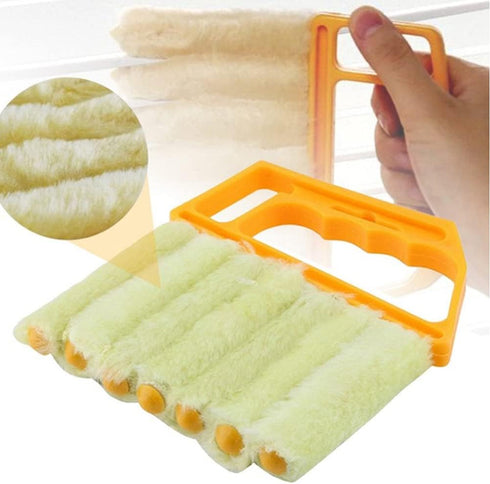 2PCS Blind Cleaner Tool Removable Mini Window Blind Duster Brush Air Conditioner Microfiber Blind Cleanser Tools with 7 Slat Hand-held for Windows...