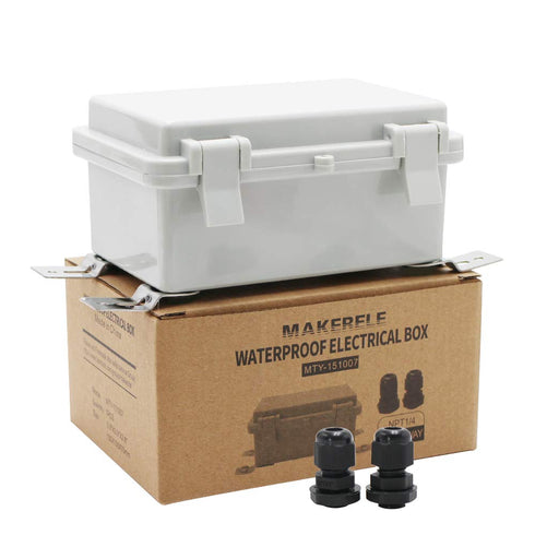 MAKERELE Outside Electrical Box Waterproof with Lock and Wall Bracket 5.9"3.9"2.8" (15010070mm) Hinged Cover Grey Plastic Clip Project ABS Plastic...