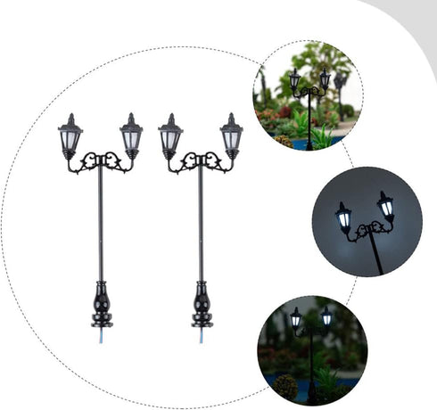 Yardwe Toys Toys 2pcs Miniature Street Light Model Pathway Lantern Post 1:87 Road Light Micro Landscape Ornament for Sand Table Miniature Scenes R...