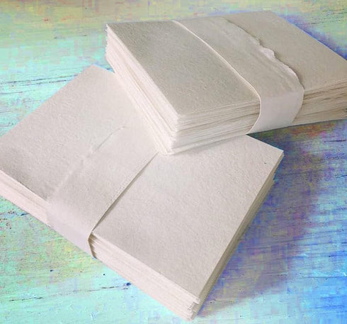Deckle Papers 300gsm Thick Printer Friendly Handmade Paper Card Stock Printer Paper Size-8.3x11.7 Pack of-20 Ivory White...