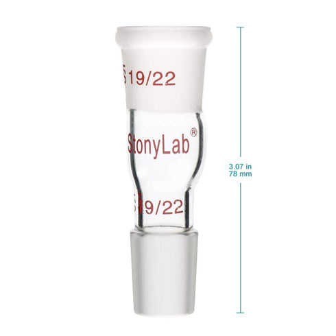 stonylab Glass Straight Connecting Adapter, 30mm from 19/22 Outer Joint to 19/22 Inner Joint for Laboratory Lab Supply, Borosilicate Glass...