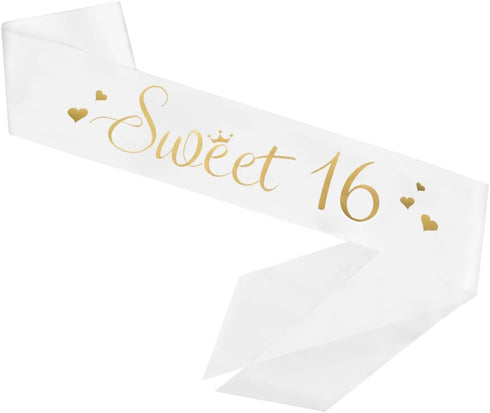 Sweet 16 Satin Sash - 16 Birthday Sash Gift, Party Favors, Supplies and Decorations...