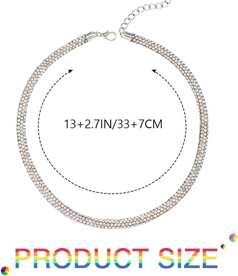 CLOACE Rhinestone Choker Necklace Sparkle Glitter Necklaces Crystal Diamond Row Choker Party Prom Neck Jewelry for Women...