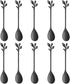 AnSaw Elegant Black Leaf Coffee Spoons - 10-Piece, 4.7" Mini Stainless Steel Espresso & Dessert Tea Spoons, Perfect for Demitasse & Small Servings...