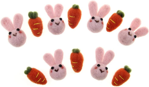 Handmade Easter Ornament Wool Felt Carrots Bunny...