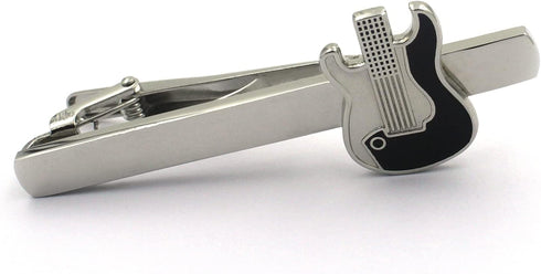 Guitar Music Shirt Silver Tie Clip and Cufflinks Set...