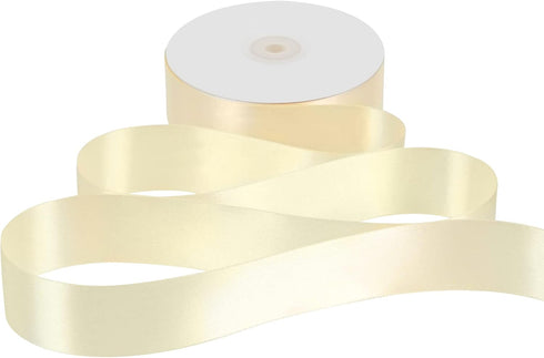 MEEDEE Ivory Satin Ribbon 1-1/2 Inch Ivory Ribbon Lux Satin Double Faced Satin Ribbon by 50 Yards Ivory Beige Polyester Satin Ribbon for Crafts, S...