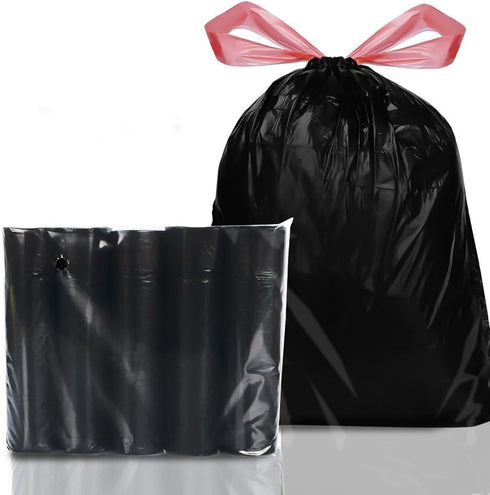 drawstring garbage bag, black drawstring garbage bag 17.7 * 19.6inch Capacity 4 gallons 15 pieces/roll 75 pieces in total PE material...