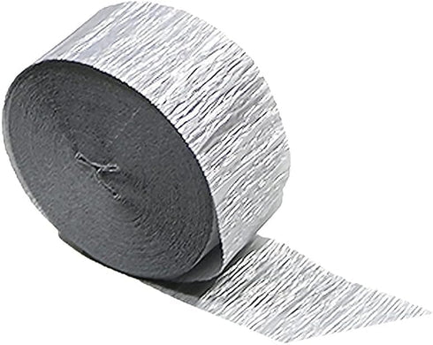 Metallic Silver Crepe Paper Streamers 2 Rolls Made in USA...