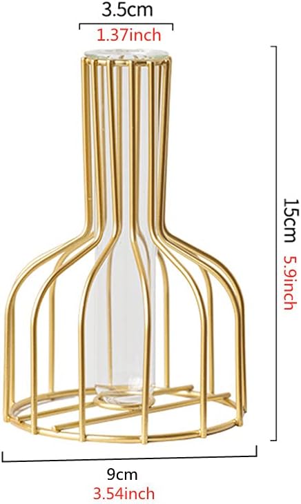 Desktop Plant Vases with Test Tube Glass Flower Vase with Gold Metal Stand Propagation Station Plant Holder for Home Wedding Decor (Gold, Bottle)...