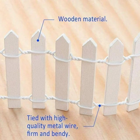 White Miniature Garden Fence Wooden Picket Fence Border Bonsai Fairy Garden Decoration Ornament Decorative Fences...
