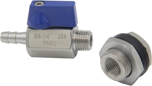Rabbit Watering System Bucket Connector Kit include 5/16" Hose Barb to 1/4" NPT Male Ball Valve and Stainless Steel Bulkhead Fitting...