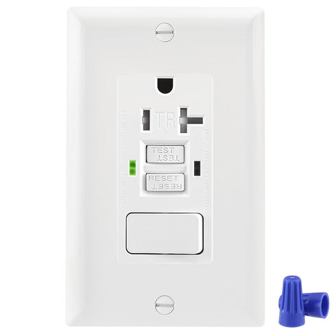GFCI Outlet,Tamper Resistant GFCI Receptacle with Combination Switch,ETL Listed,Back &Side Wire,White (TR20Amp)...