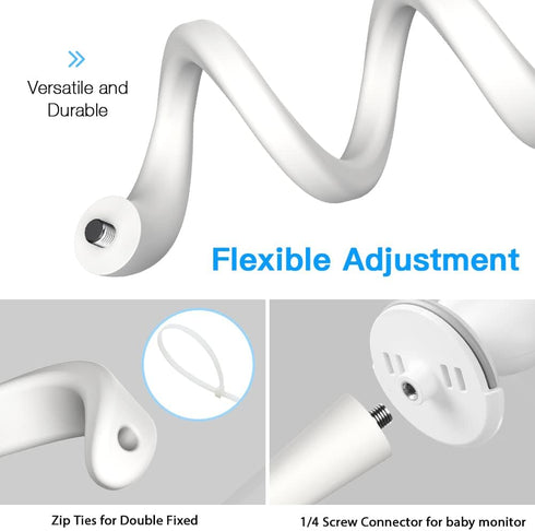 HOLACA Flexible Twist Mount for TakTark BM611/BM612 Baby Monitors Camera Stand Bracket with 1/4 Threaded Hole and Adjustable 360 Degree Mount for ...