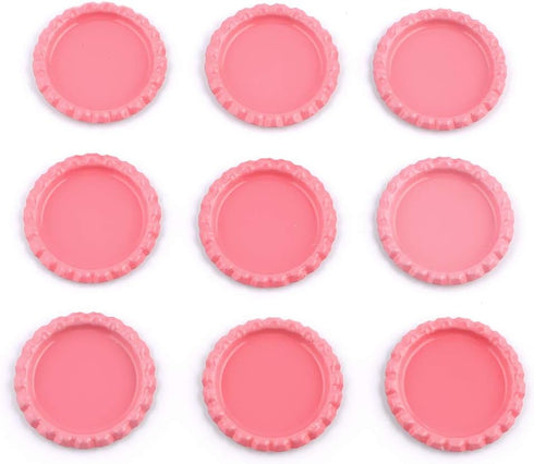 100 PCS Flat Decorative Bottle Cap Craft Bottle Stickers Double Sideds Printed for Hair Bows, DIY Pendants or Craft ScraPbooks Pink...