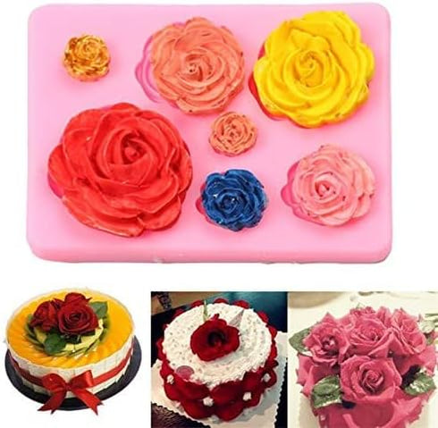 Silicone Rose Mold Non-stick BPA-free baking candy Silicone Jelly pudding Candy Mold Baking appliance Set Ice Cube tray Chocolate candy mold Kit W...