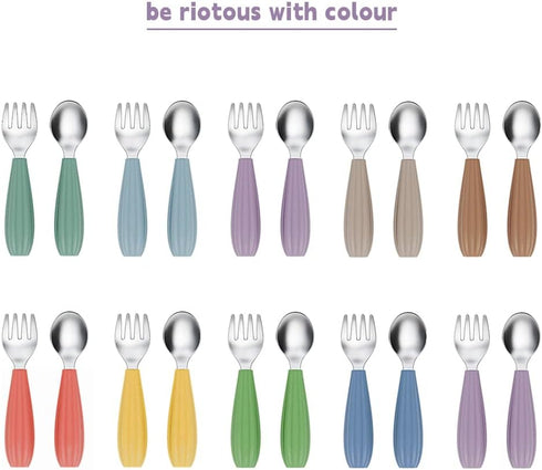 6 Pieces Toddler Utensils, 3 Toddler Forks and 3 Spoons, Silverware Set with Food Grade Silicone Handle, Children Safe Flatware, Self-Feeding Stai...