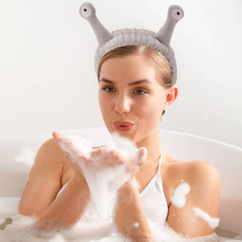 Snail Face Wash Headband Spa Headband for Women Wristband Cute Skincare Headbands Coral Fleece Wrap Hair Band Spa Accessories for Makeup Shower Sp...