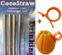 4 Stainless Steel Wide Smoothie Straws + Cleaning Brush + Citrus Peeler - CocoStraw Large Straight Frozen Drink Straw...