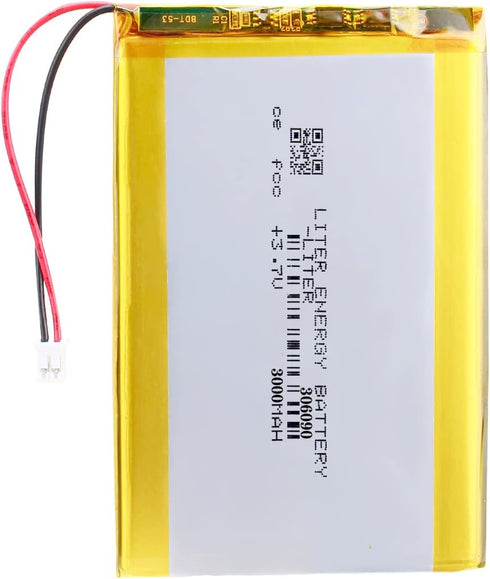 Liter 3.7V 3000mAh 306090 Lipo Battery Rechargeable Lithium Polymer ion Battery Pack with JST 2.0mm Connector...