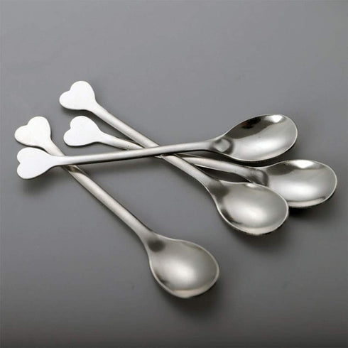 Mini Dessert Spoons Set of 10, Stainless Steel Demitasse Spoons Mini Espresso Coffee Spoons, Small Spoons for Dessert, Tea, Appetizer - Heart-shap...