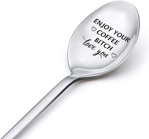 Coffee Spoon Gifts for Husband Wife Birthday Gift for Bf Girlfriend Gifts for Women Teen Friends Bestie Enjoy Your Coffee Love You Spoon Gifts for...