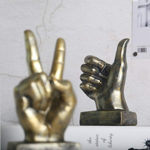 Nice purchase Hand Finger Gesture Desk Statues Fingers Sculpture Creative Home Living Room Cabinet Shelf Decoration (Victory Gesture in Silver)...