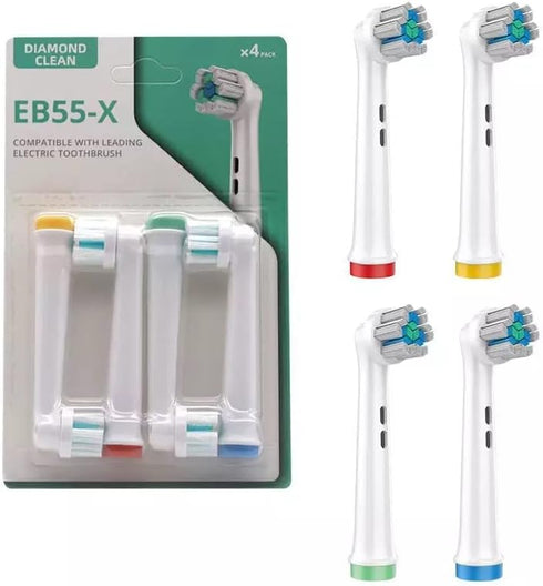 Replacement Brush Heads for Oral-B Braun Electric Toothbrush, Diamond Clean, EB55-X - Pack of 4...