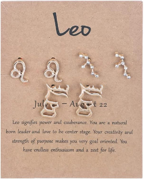 3 Pairs 12 Constellation Zodiac Sign Stud Earrings Star Astrology Horoscope Wish Card for Women Birthday Anniversary Friendship Jewelry...