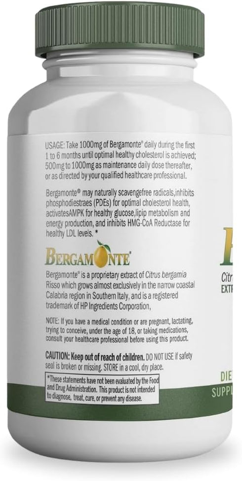 Citrus Bergamot Supplement (Citrus Bergamia) 1,000 mg per Serving (2) 60 Vegan Capsules - Patented Bergamonte...