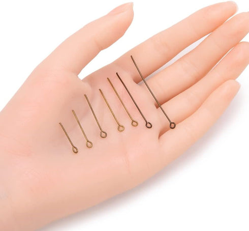 400pcs 22mm Eye Pins (Wire 0.8mm/0.03 inch/20 Gauge) Antique Bronze Plated Brass for Jewelry Beading Craft Making CF153-22...