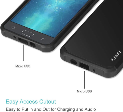 J&D Case Compatible for Samsung Galaxy J3 Emerge, 2017, Prime, Heavy Duty Dual Layer Hybrid Shock Proof Protective Rugged Bumper, Black...