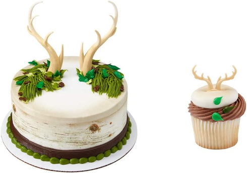 Deer Antlers Cake Topper & 12 Pack Deer Antler Cupcake Rings...