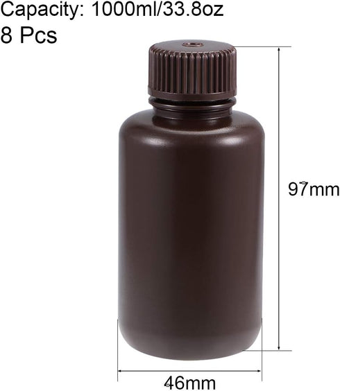 uxcell Plastic Lab Chemical Reagent Bottle 100ml/3.4oz Small Mouth Sample Sealing Liquid Storage Container Brown 8pcs...