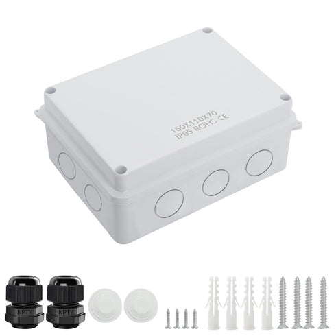 LeMotech Junction Box with Reserved Holes ABS Plastic Electrical Box IP65 Waterproof Dustproof Project Enclosure for Electronics White 5.9 x 4.3 x...