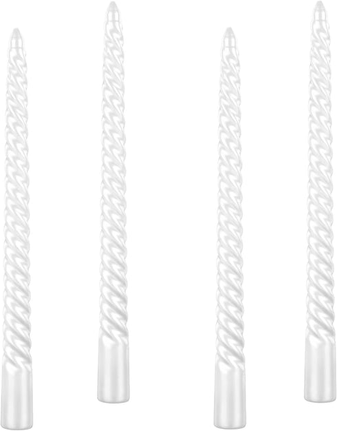 Kemladio 4 pcs 10 inch Taper Candles, Burning Unscented Tapered 7.5 hrs, Fancy Dinner,Tall Candle Sticks, Halloween Party Decorations (4pcs, White...