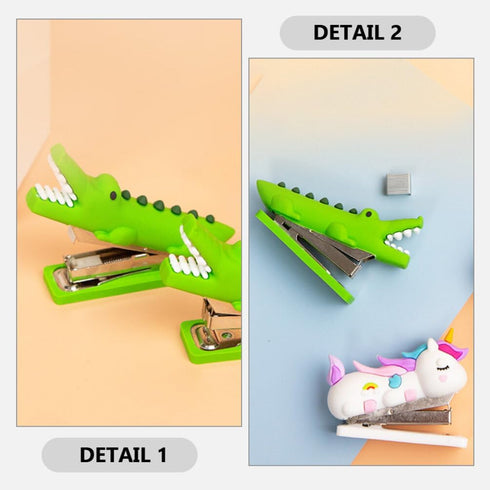 3pcs Mini Staplers for Desk, Kids Cartoon Stapler Crocodile Dinosaur, Handheld Fun Stapler for Kids Home Office...