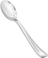 50 Pack 6.9 Inch Silver Plastic Spoons, Heavy Duty Plastic Silverware, Heavyweight Silver Disposable Spoons, Disposable Serving Utensils for Cater...