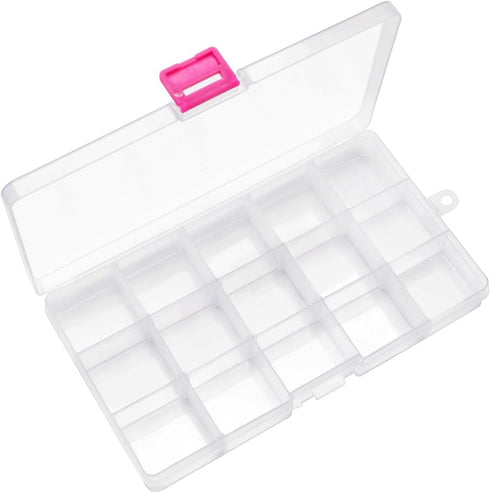 IOOLEEM 15 Grids Plastic Bead Organizer Box, Organizer Container Storage Box, Dividers for bead arts and crafts....