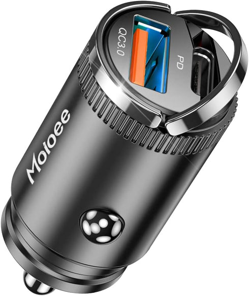 USB C 60W Car Charger Fast Charge, 30W PD& 30W QC3.0 Fast Charge with Metal Body, Flush Fit Pull Ring Style Universal for iPhone 13/13 Pro/12/12 P...