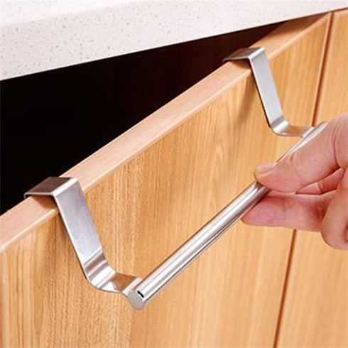 Stainless Steel Towel Rack Bathroom Towel Holder Stand Kitchen Cabinet Door Hanging Organizer Shelf Wall Mounted Towels Bar (1pcs)...