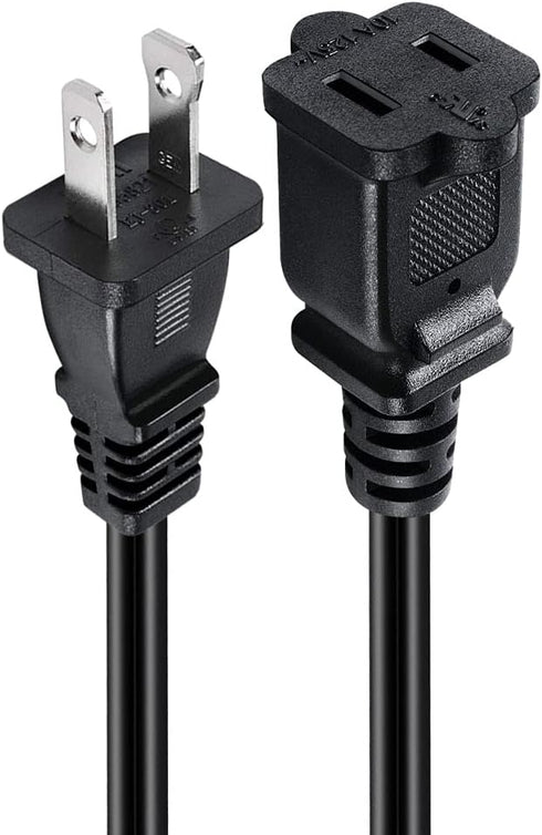2-Pack Polarized USA Outlet Saver Power Extension Cord Cable 125V 10A 2-Prong 2 Outlets for NEMA 5-15P to NEMA 5-15R (1.6ft/50cm)...
